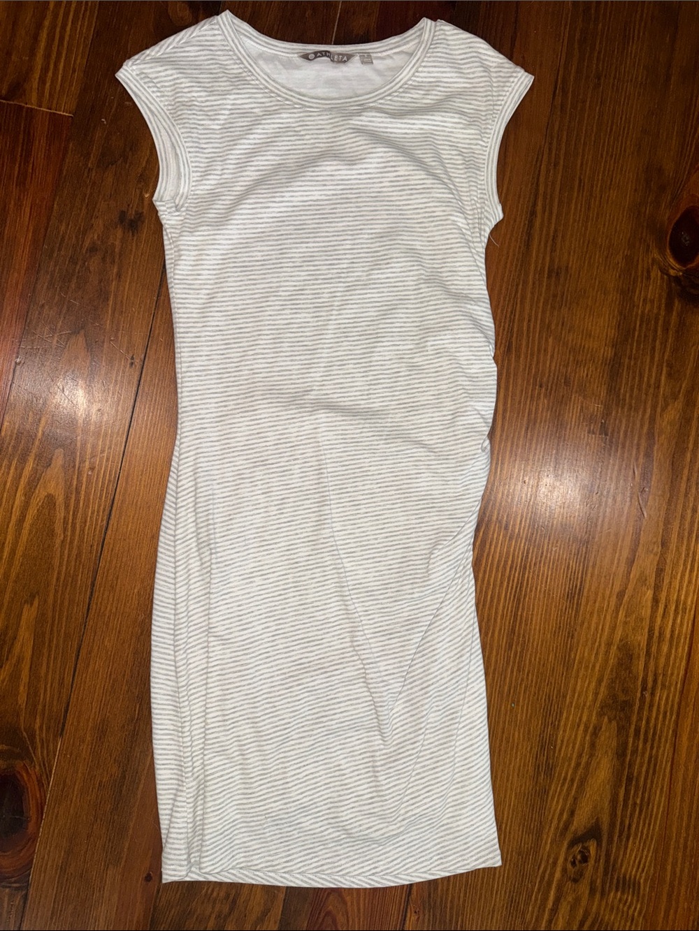Athleta light gray striped scoop neck dress